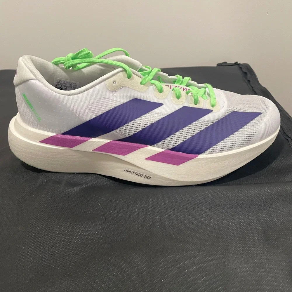 Adidas Adizero Evo SL Running Shoes White Purple Pink JS4456 Men 9.5 Womens 10.5